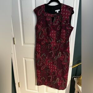 EUC New York & Company Paisley Jacquard Sheath Dress SZ. L